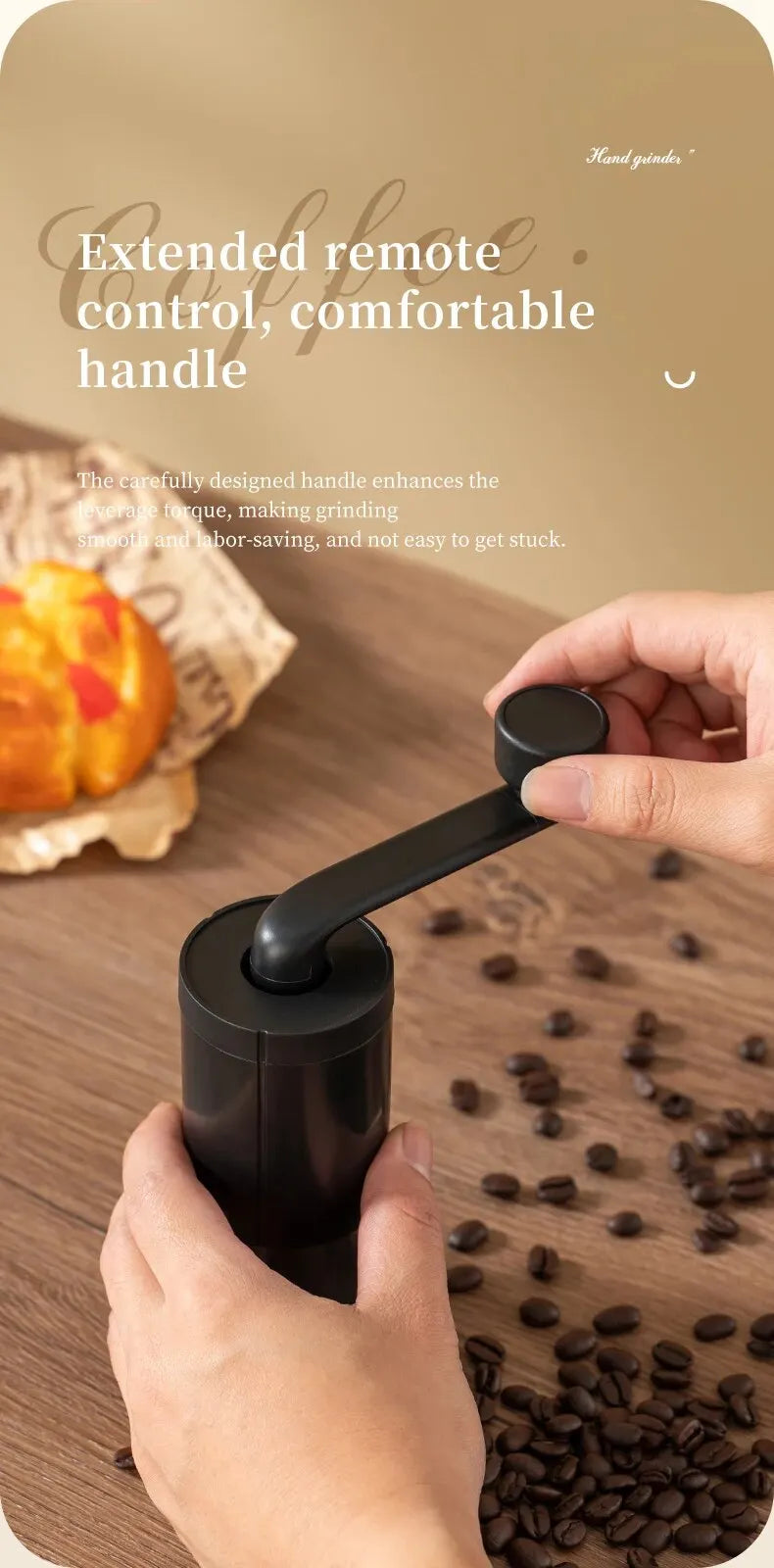 1pc Manual Coffee Grinder Portable Grinder Home Outdoors Travel Hand Crank Coffee Grinder Adjustable Bean Grinder