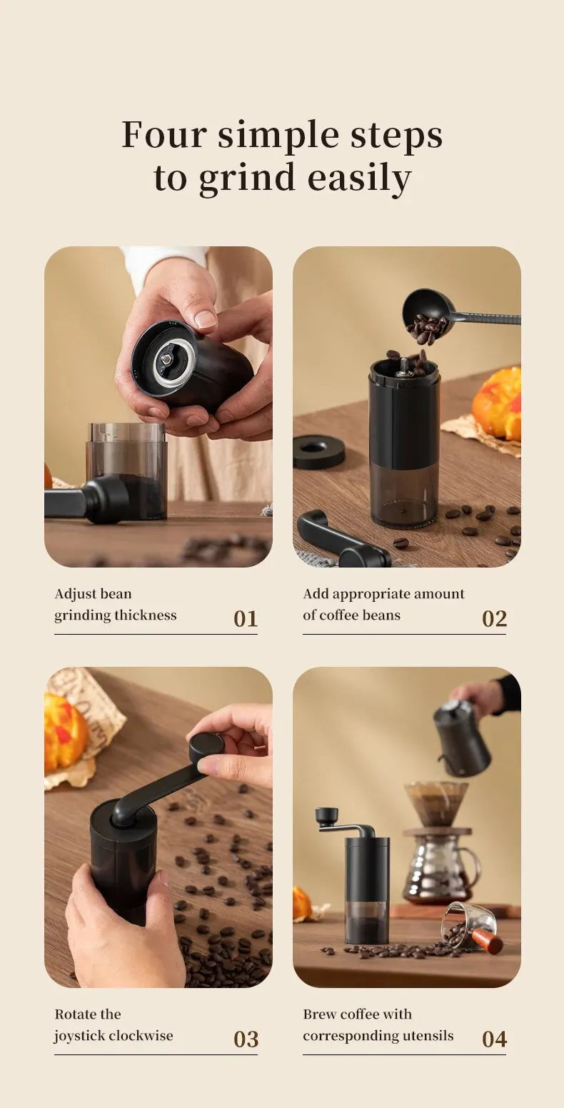 1pc Manual Coffee Grinder Portable Grinder Home Outdoors Travel Hand Crank Coffee Grinder Adjustable Bean Grinder