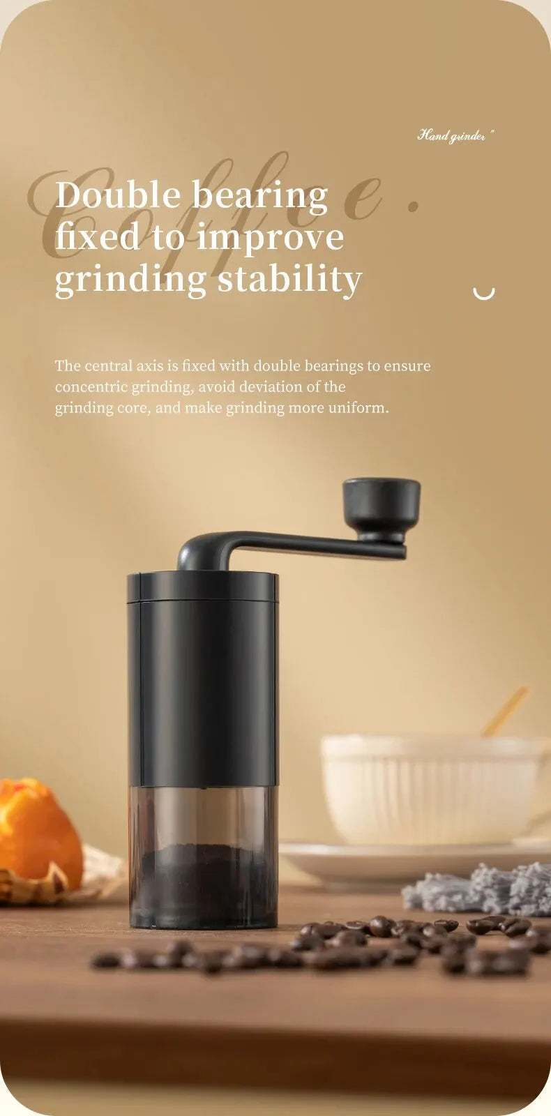 1pc Manual Coffee Grinder Portable Grinder Home Outdoors Travel Hand Crank Coffee Grinder Adjustable Bean Grinder