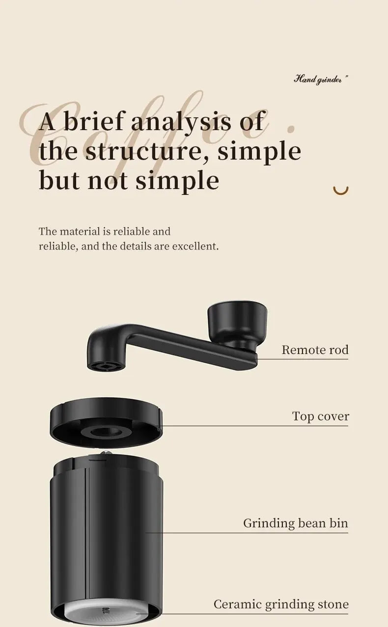 1pc Manual Coffee Grinder Portable Grinder Home Outdoors Travel Hand Crank Coffee Grinder Adjustable Bean Grinder